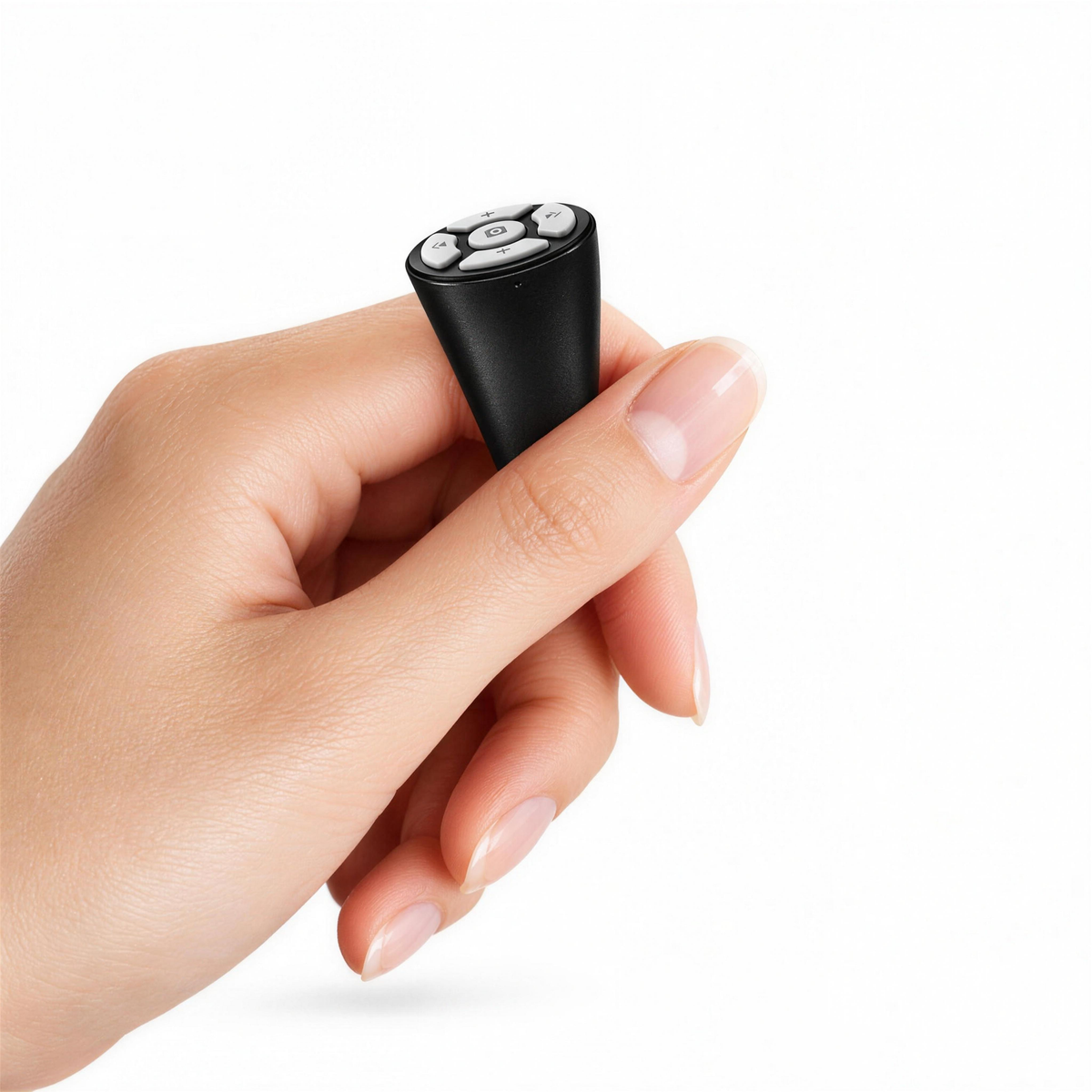 Disparador Bluetooth remoto para móvil, sujeto con la mano